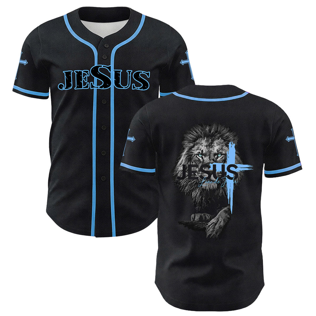 Christianartworkshop Leone di Giuda Gesù Croce Grafica Maglia da baseball unisex - Blu - 5XL - image 6