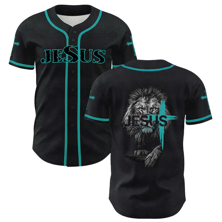 Christianartworkshop Leone di Giuda Gesù Croce Grafica Maglia da baseball unisex - Verde scuro - 5XL - image 24