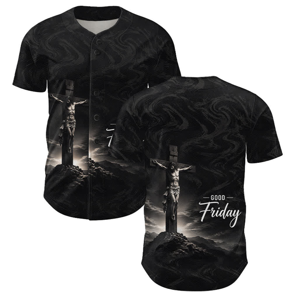 Christianartworkshop Venerdì Santo Gesù Crocifissione Croce Sfondo a spirale Maglia da baseball unisex - 5XL - image 0