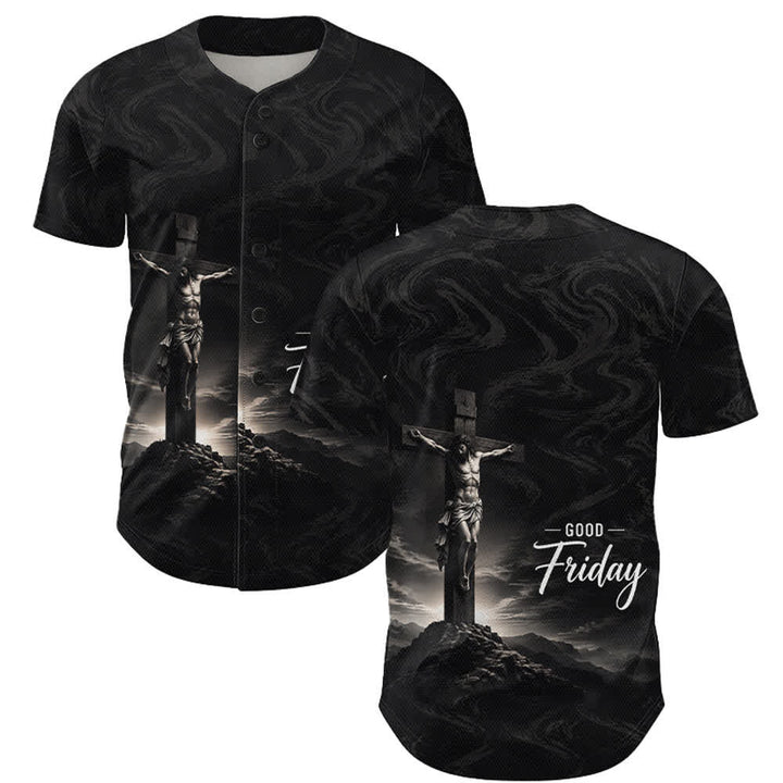 Christianartworkshop Venerdì Santo Gesù Crocifissione Croce Sfondo a spirale Maglia da baseball unisex - 5XL - image 0
