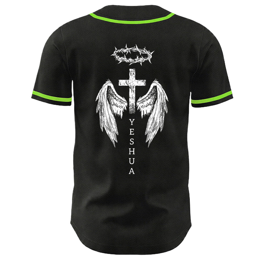 Christianartworkshop Yeshua Corona di Spine Croce Ali d'Angelo Maglia da baseball unisex - image 19