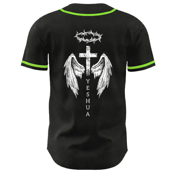 Christianartworkshop Yeshua Corona di Spine Croce Ali d'Angelo Maglia da baseball unisex - image 19