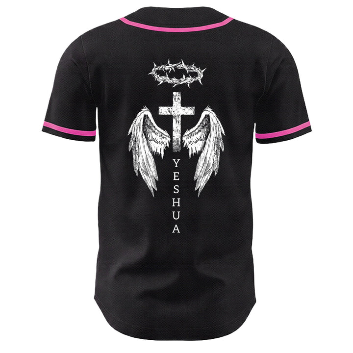 Christianartworkshop Yeshua Corona di Spine Croce Ali d'Angelo Maglia da baseball unisex - image 10