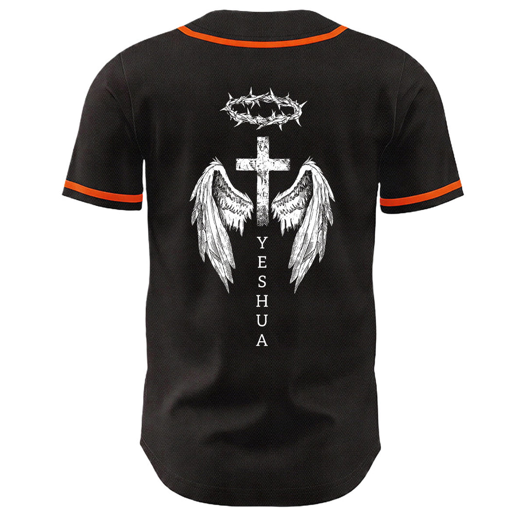 Christianartworkshop Yeshua Corona di Spine Croce Ali d'Angelo Maglia da baseball unisex - image 16
