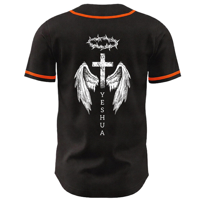 Christianartworkshop Yeshua Corona di Spine Croce Ali d'Angelo Maglia da baseball unisex - image 16