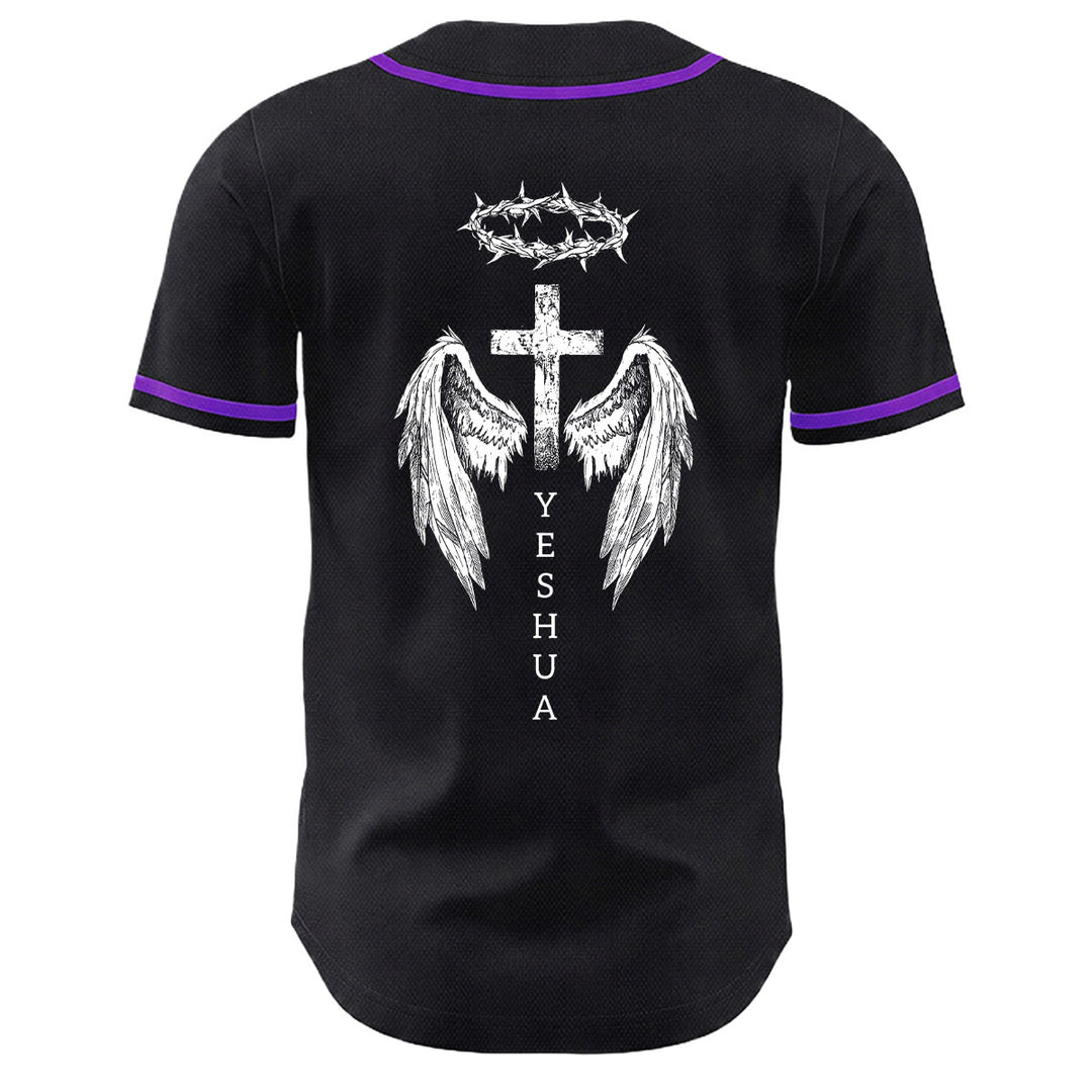 Christianartworkshop Yeshua Corona di Spine Croce Ali d'Angelo Maglia da baseball unisex - image 22