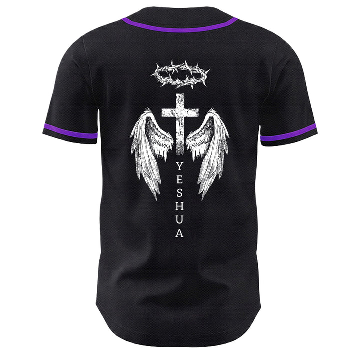 Christianartworkshop Yeshua Corona di Spine Croce Ali d'Angelo Maglia da baseball unisex - image 22