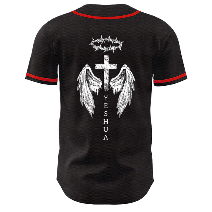 Christianartworkshop Yeshua Corona di Spine Croce Ali d'Angelo Maglia da baseball unisex - image 13