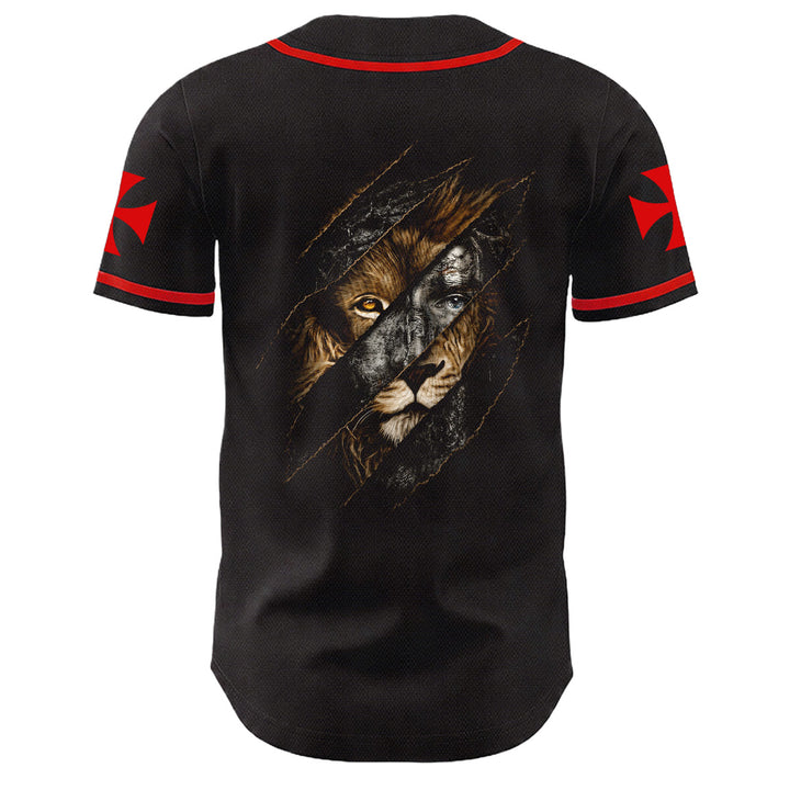 Christianartworkshop Gesù Leone di Giuda Strappato Graffio 3 Chiodi Croce Maglia da baseball unisex - image 1