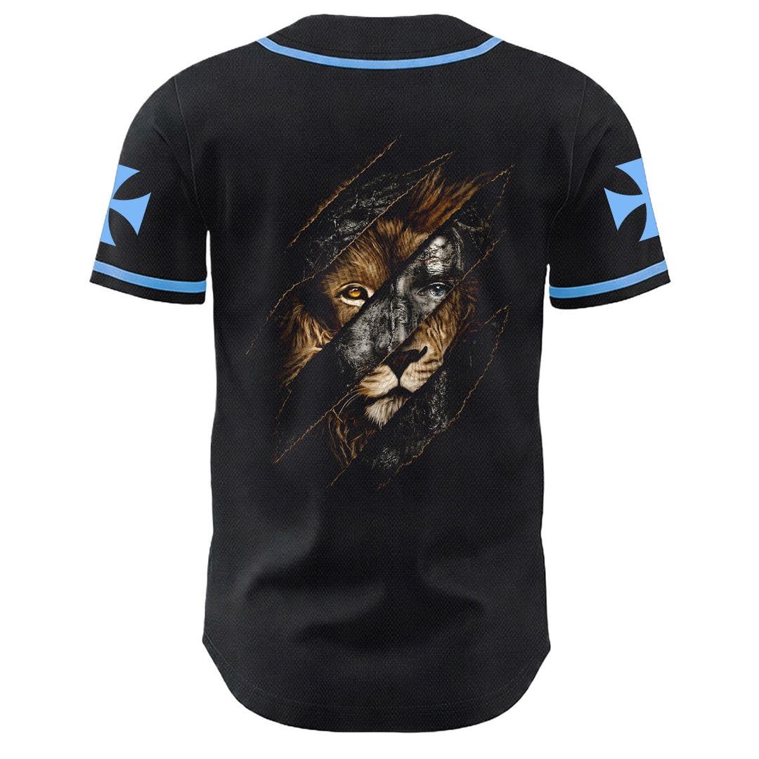 Christianartworkshop Gesù Leone di Giuda Strappato Graffio 3 Chiodi Croce Maglia da baseball unisex - image 7