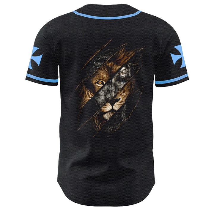 Christianartworkshop Gesù Leone di Giuda Strappato Graffio 3 Chiodi Croce Maglia da baseball unisex - image 7