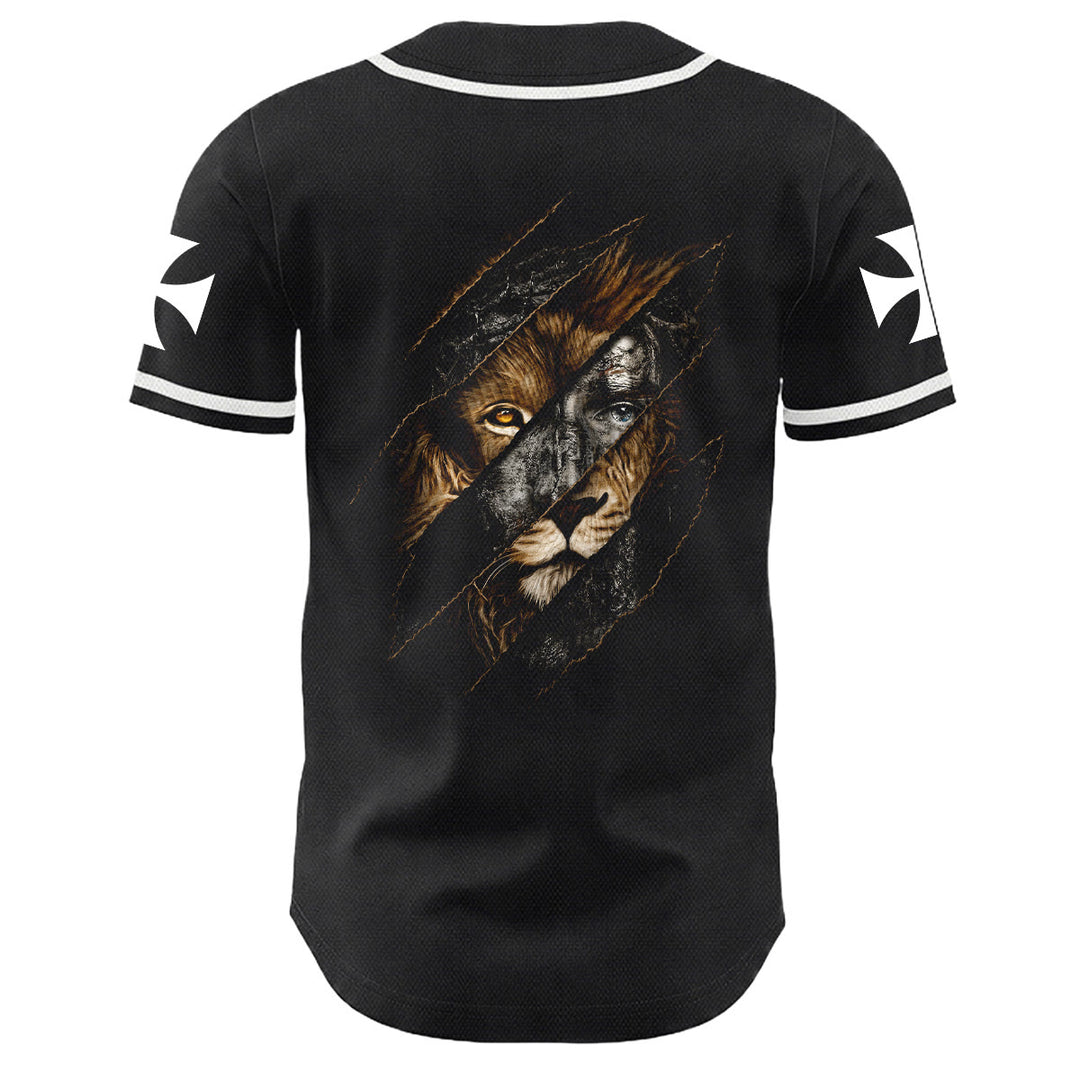 Christianartworkshop Gesù Leone di Giuda Strappato Graffio 3 Chiodi Croce Maglia da baseball unisex - image 10