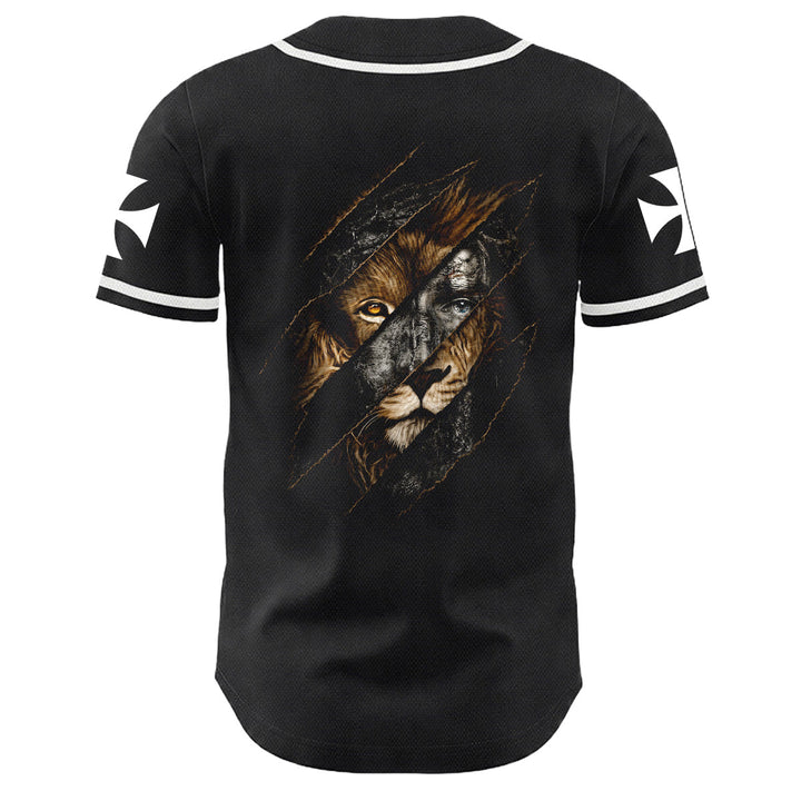 Christianartworkshop Gesù Leone di Giuda Strappato Graffio 3 Chiodi Croce Maglia da baseball unisex - image 10