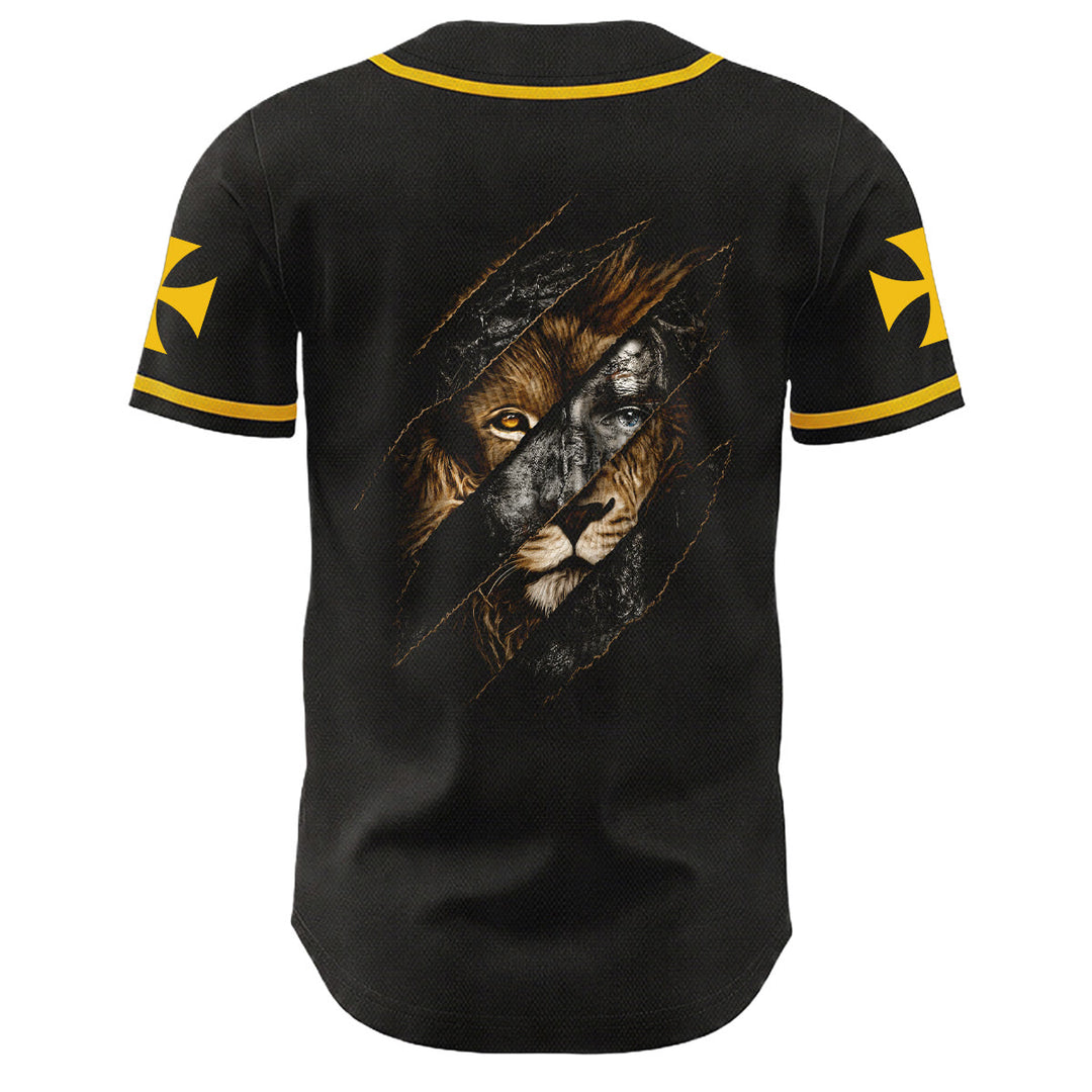 Christianartworkshop Gesù Leone di Giuda Strappato Graffio 3 Chiodi Croce Maglia da baseball unisex - image 4