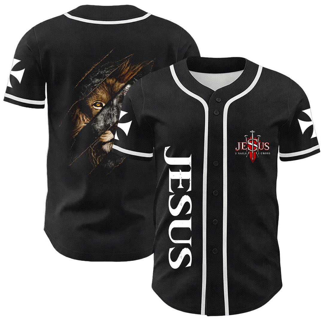 Christianartworkshop Gesù Leone di Giuda Strappato Graffio 3 Chiodi Croce Maglia da baseball unisex - Bianco - 5XL - image 9
