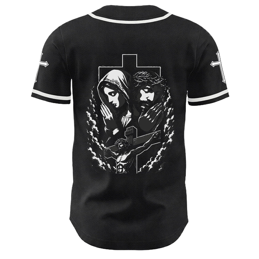 Christianartworkshop Gesù Vergine Maria Crocifisso Croce Maglia da baseball cristiana unisex - image 1