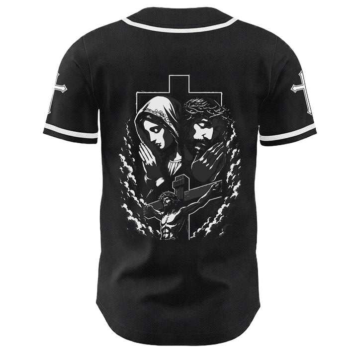 Christianartworkshop Gesù Vergine Maria Crocifisso Croce Maglia da baseball cristiana unisex - image 1