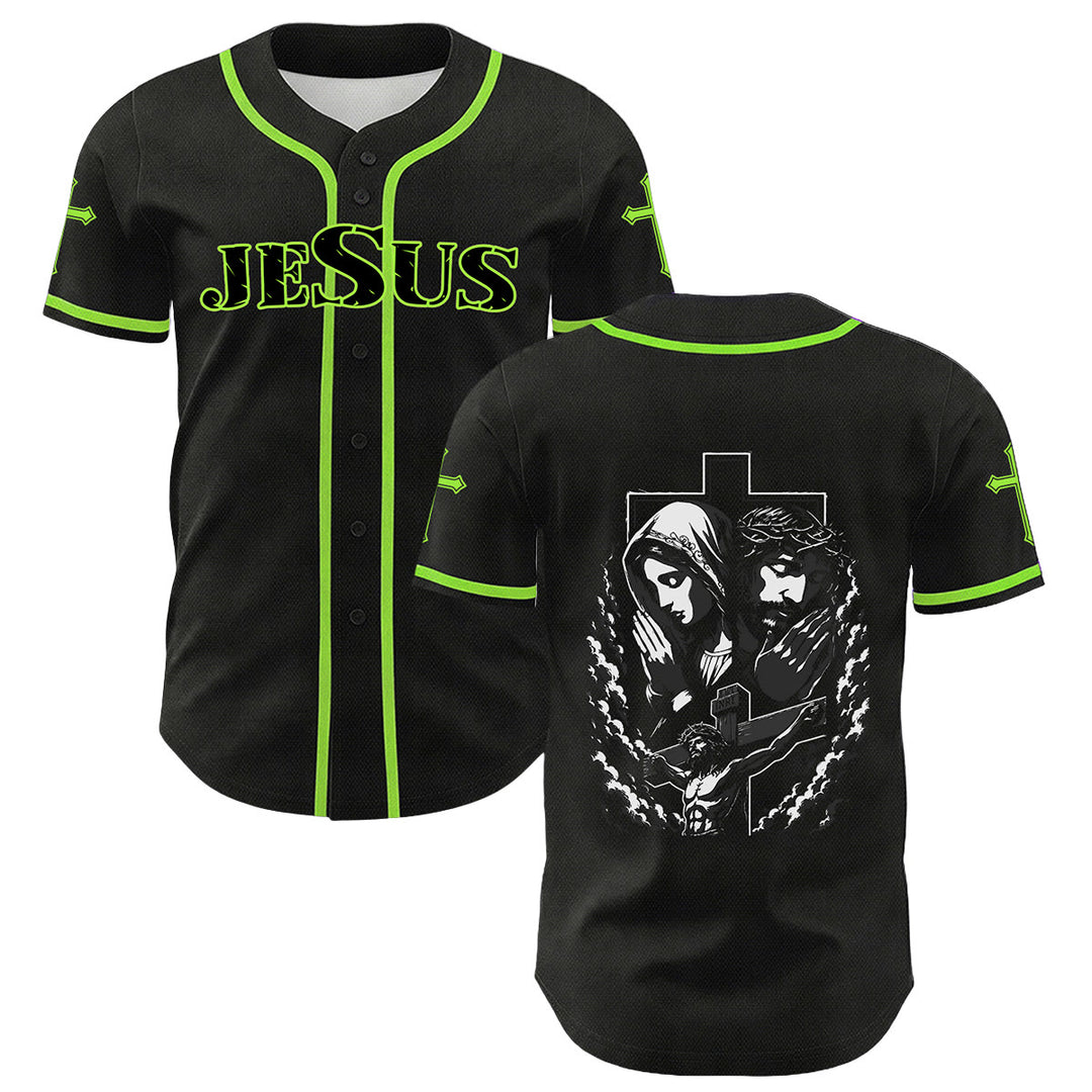 Christianartworkshop Gesù Vergine Maria Crocifisso Croce Maglia da baseball cristiana unisex - Verde chiaro - 5XL - image 21