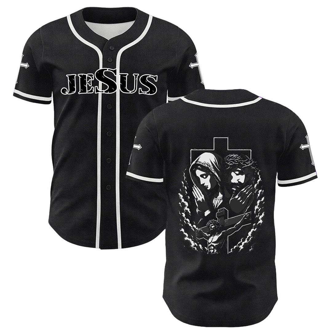 Christianartworkshop Gesù Vergine Maria Crocifisso Croce Maglia da baseball cristiana unisex - Bianco - 5XL - image 0