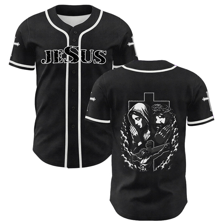 Christianartworkshop Gesù Vergine Maria Crocifisso Croce Maglia da baseball cristiana unisex - Bianco - 5XL - image 0