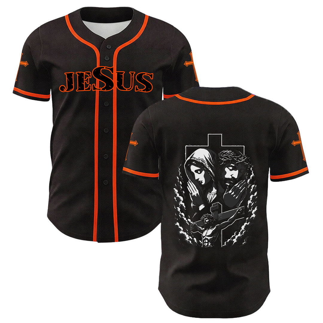 Christianartworkshop Gesù Vergine Maria Crocifisso Croce Maglia da baseball cristiana unisex - Arancia - 5XL - image 18