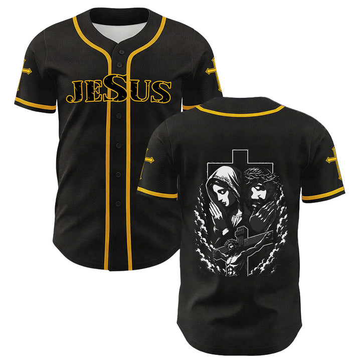 Christianartworkshop Gesù Vergine Maria Crocifisso Croce Maglia da baseball cristiana unisex - Giallo - 5XL - image 6