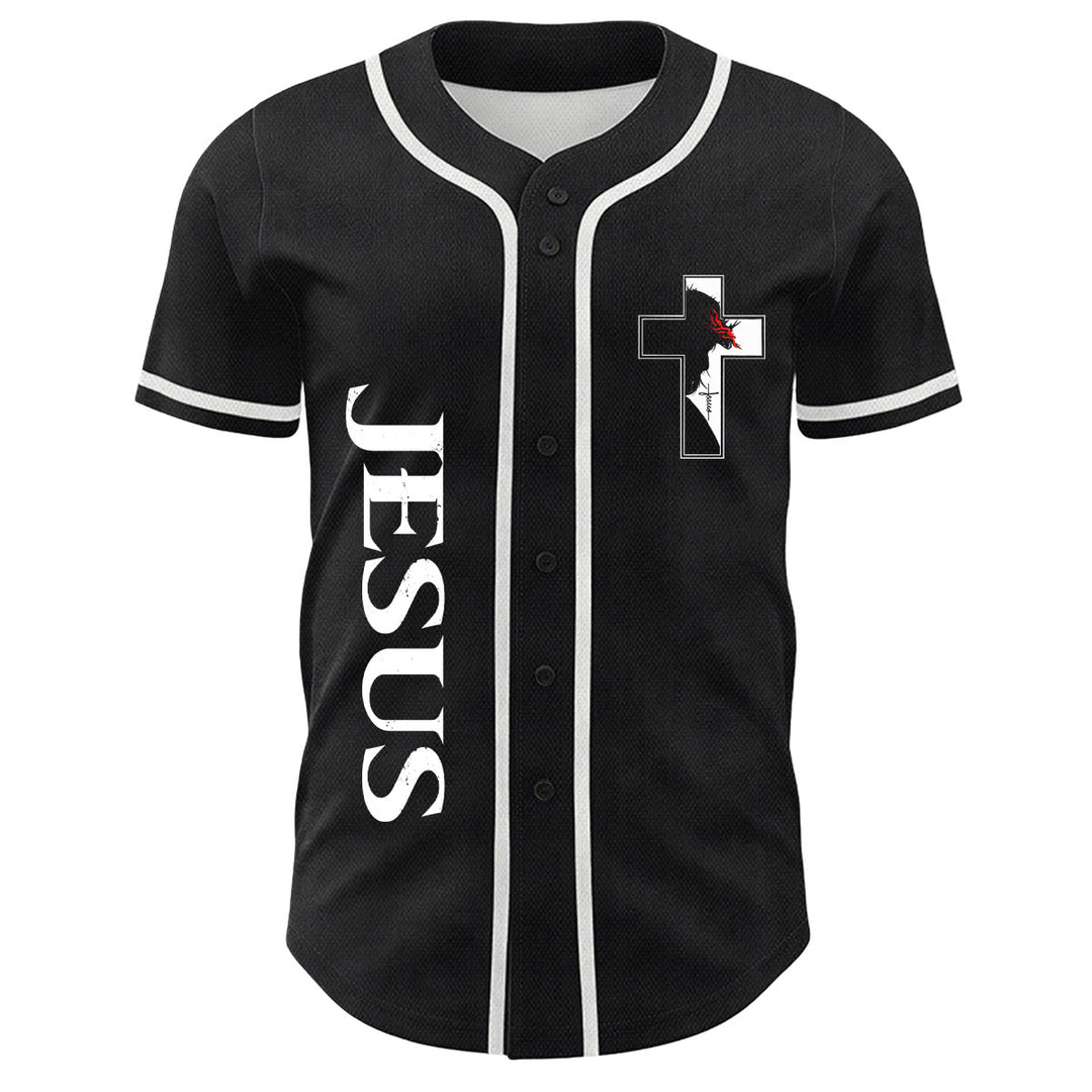 Maglia da baseball con grafica della Vergine Maria e del crocifisso di Gesù. - image 5