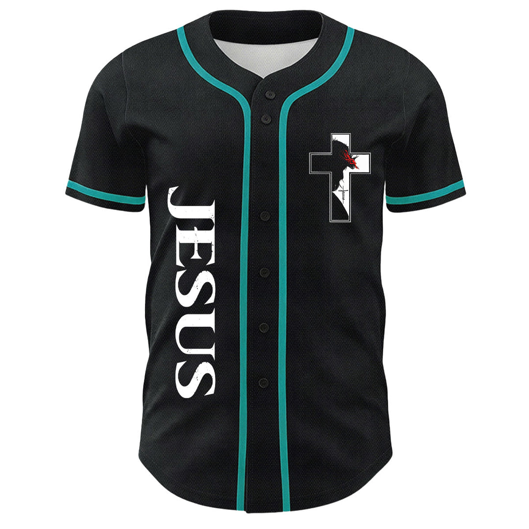 Maglia da baseball con grafica della Vergine Maria e del crocifisso di Gesù. - image 14