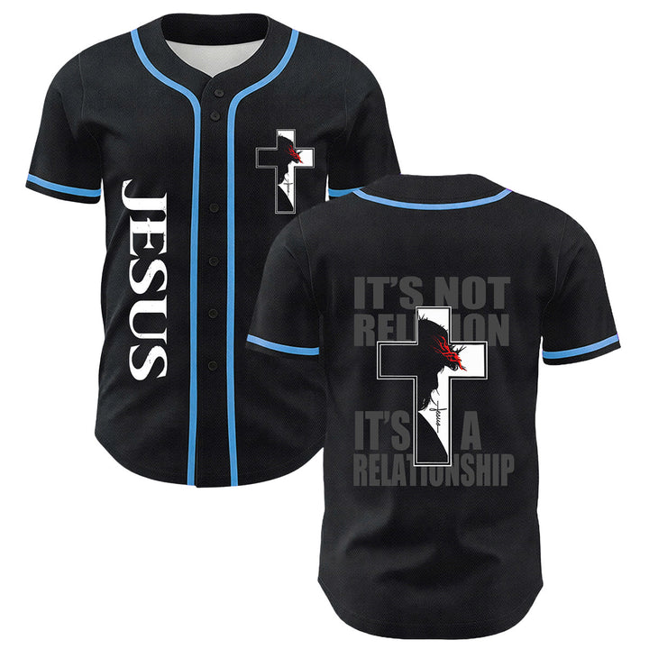 Maglia da baseball con grafica della Vergine Maria e del crocifisso di Gesù. - Blu - 5XL - image 15