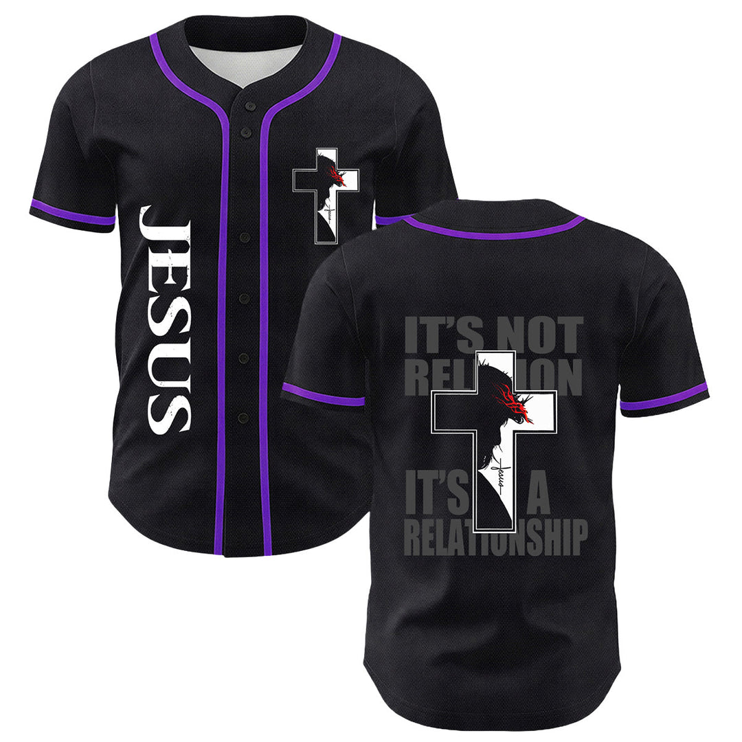 Maglia da baseball con grafica della Vergine Maria e del crocifisso di Gesù. - Viola - 5XL - image 24