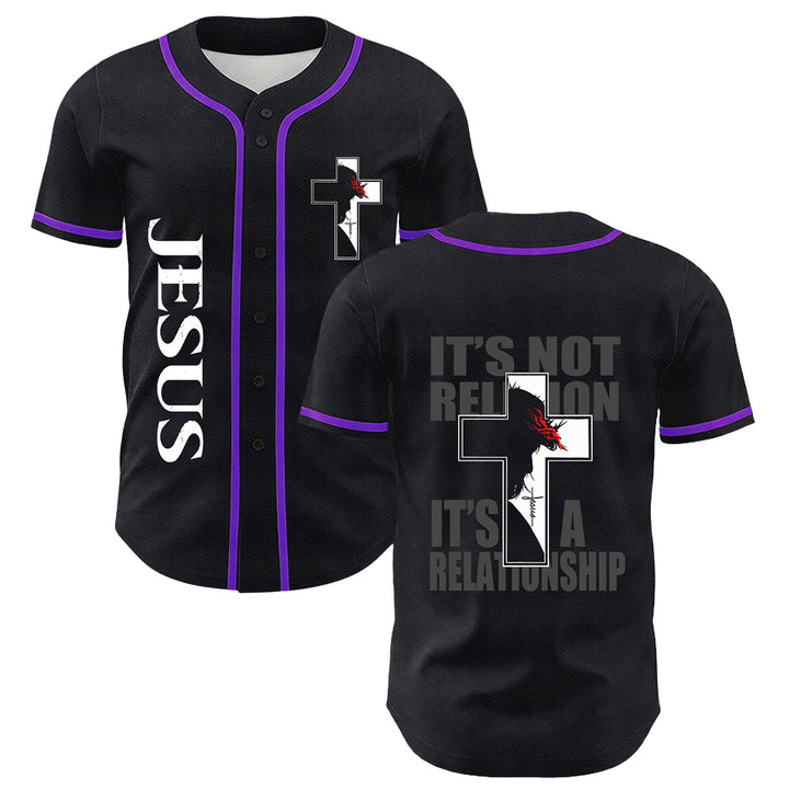 Maglia da baseball con grafica della Vergine Maria e del crocifisso di Gesù. - Viola - 5XL - image 24