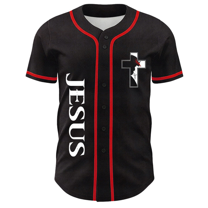 Maglia da baseball con grafica della Vergine Maria e del crocifisso di Gesù. - image 2