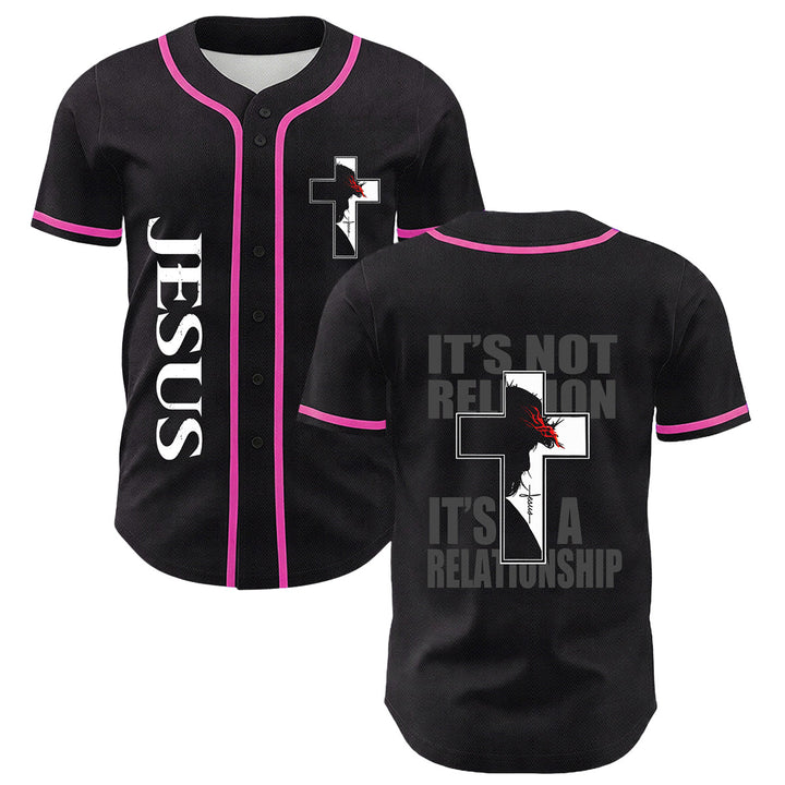 Maglia da baseball con grafica della Vergine Maria e del crocifisso di Gesù. - Rosa - 5XL - image 6
