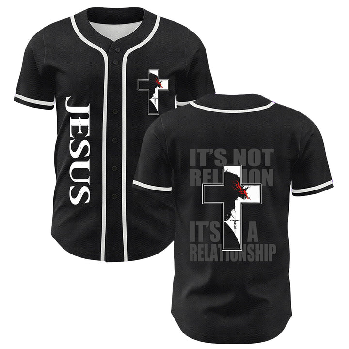 Maglia da baseball con grafica della Vergine Maria e del crocifisso di Gesù. - Bianco - 5XL - image 3