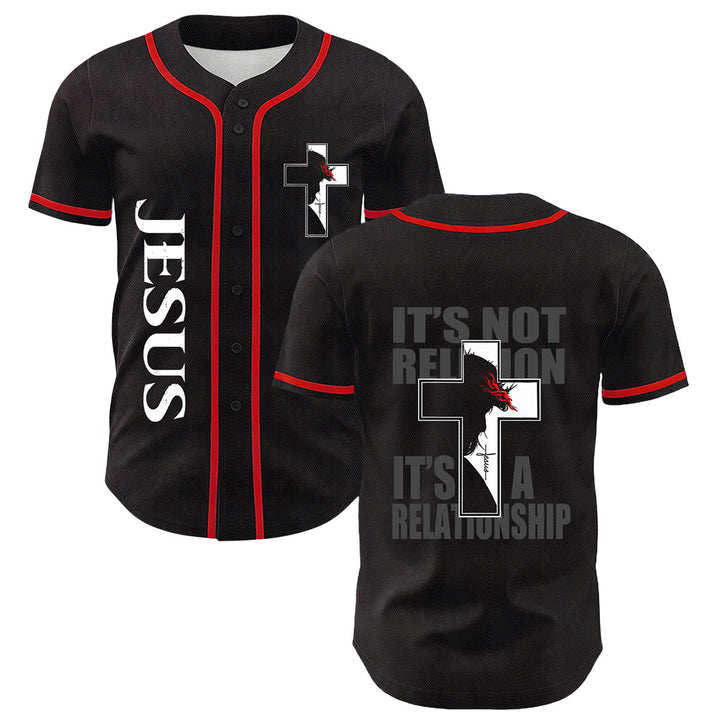 Maglia da baseball con grafica della Vergine Maria e del crocifisso di Gesù. - Rosso - 5XL - image 0