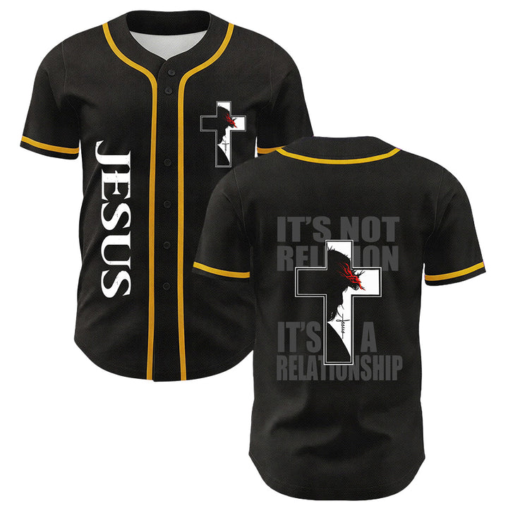 Maglia da baseball con grafica della Vergine Maria e del crocifisso di Gesù. - Giallo - 5XL - image 9