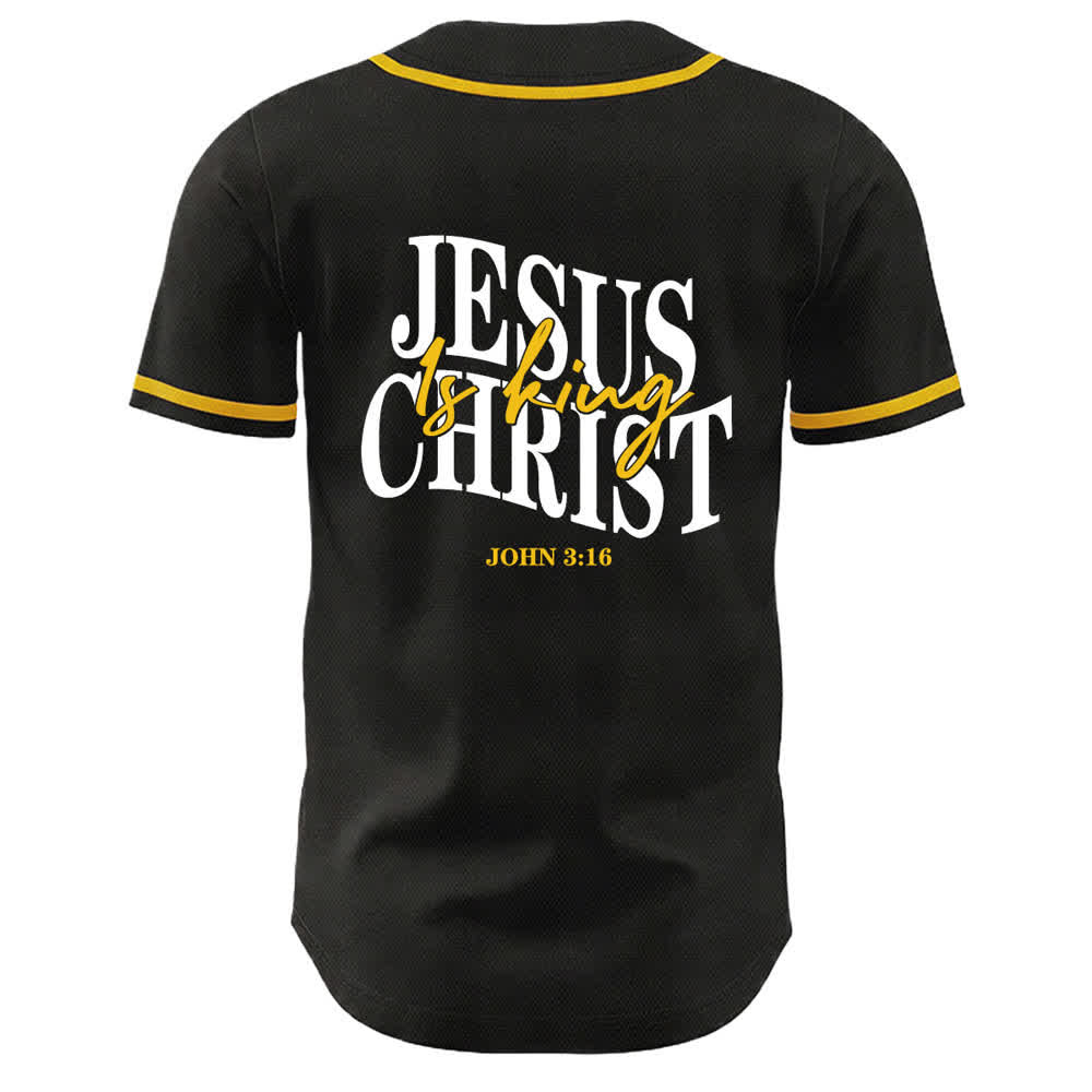 Christianartworkshop Gesù è Re Giovanni 3:16 Maglia da baseball unisex - image 1