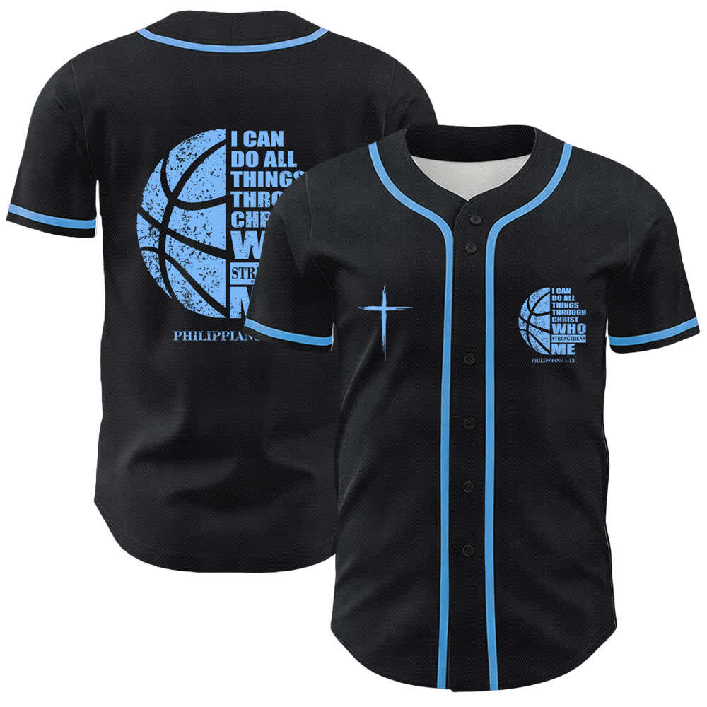 Christianartworkshop Basket Maglia da baseball unisex "Posso fare ogni cosa in Cristo" - Blu - 5XL - image 6