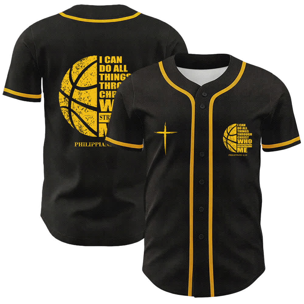 Christianartworkshop Basket Maglia da baseball unisex "Posso fare ogni cosa in Cristo" - Giallo - 5XL - image 9