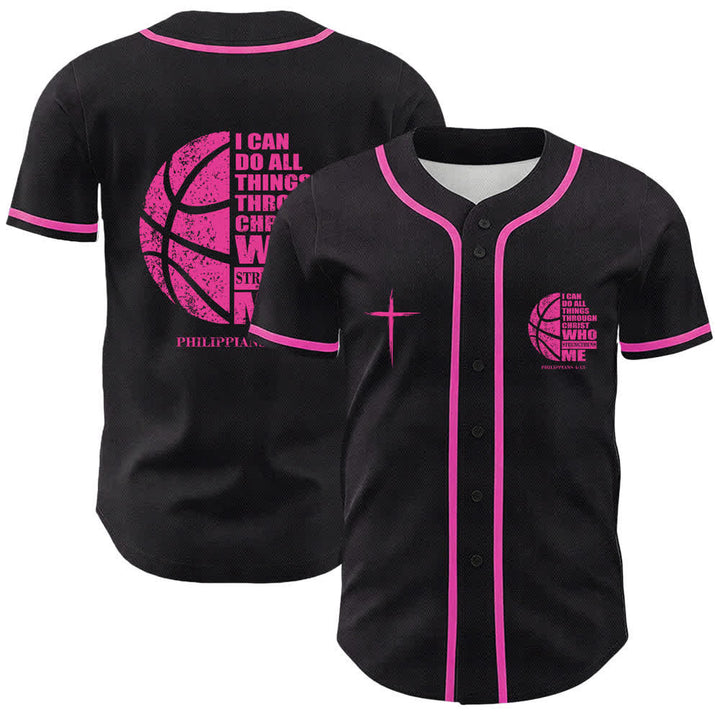 Christianartworkshop Basket Maglia da baseball unisex "Posso fare ogni cosa in Cristo" - Rosa - 5XL - image 3