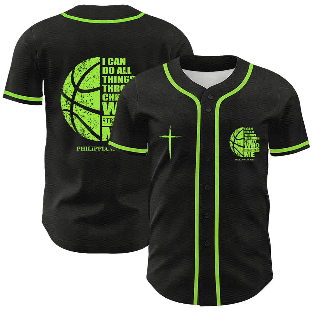 Christianartworkshop Basket Maglia da baseball unisex "Posso fare ogni cosa in Cristo" - Verde chiaro - 5XL - image 18