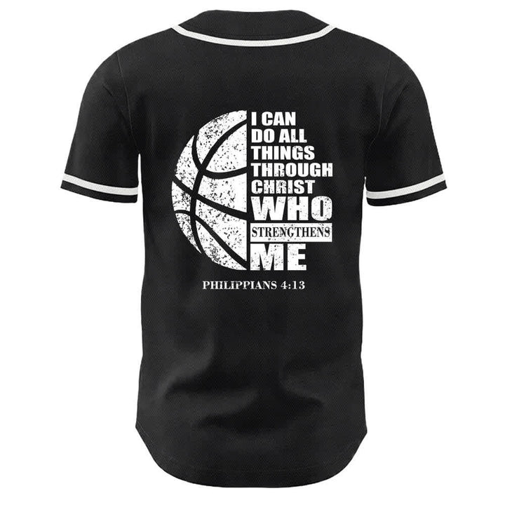 Christianartworkshop Basket Maglia da baseball unisex "Posso fare ogni cosa in Cristo" - image 1