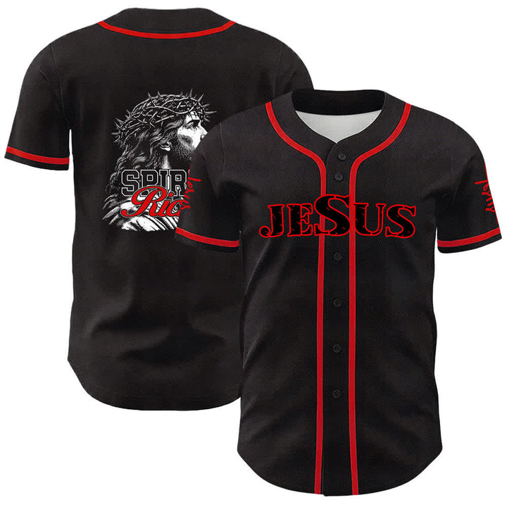 Christianartworkshop Gesù Spirito Ricco Corona di Spine Ritratto Maglia da baseball unisex - Rosso - 5XL - image 9