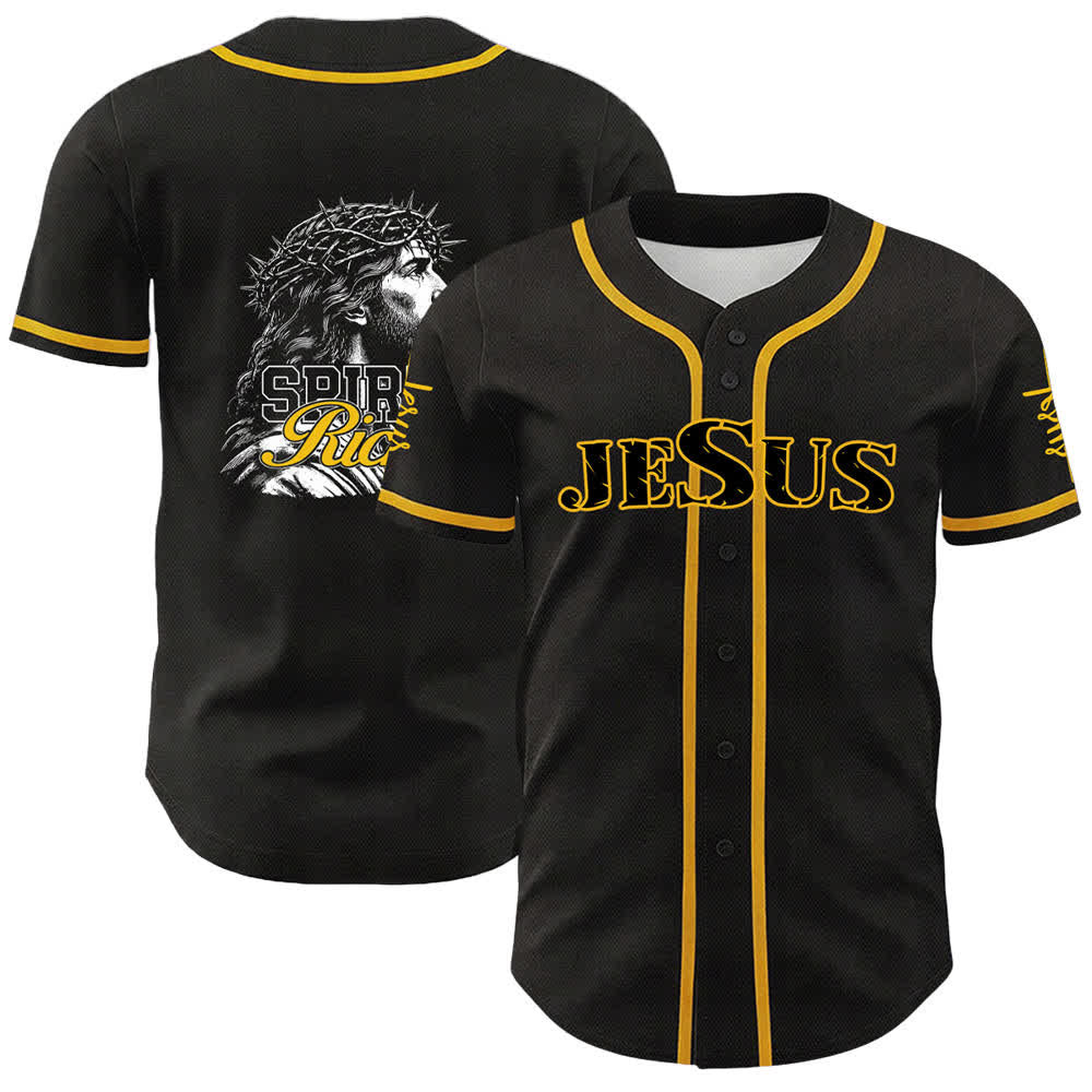 Christianartworkshop Gesù Spirito Ricco Corona di Spine Ritratto Maglia da baseball unisex - Giallo - 5XL - image 3
