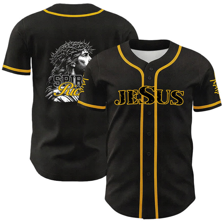 Christianartworkshop Gesù Spirito Ricco Corona di Spine Ritratto Maglia da baseball unisex - Giallo - 5XL - image 3