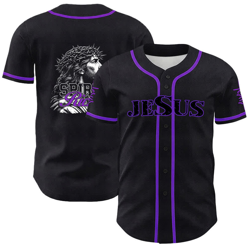 Christianartworkshop Gesù Spirito Ricco Corona di Spine Ritratto Maglia da baseball unisex - Viola - 5XL - image 18