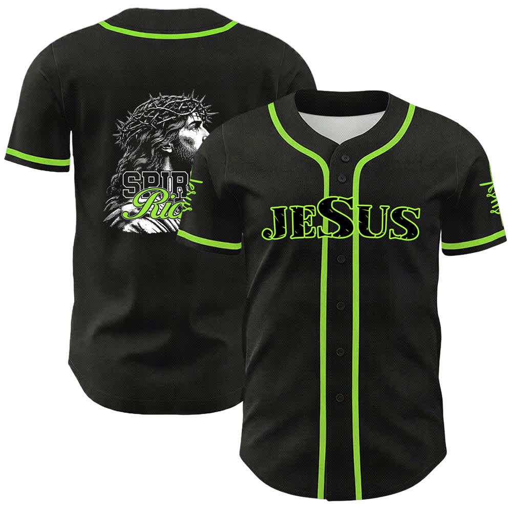 Christianartworkshop Gesù Spirito Ricco Corona di Spine Ritratto Maglia da baseball unisex - Verde chiaro - 5XL - image 15