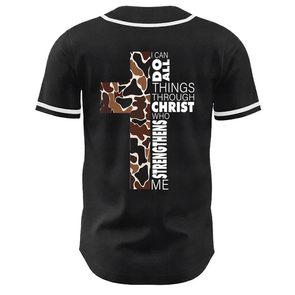 Christianartworkshop Maglia da baseball unisex con stampa leopardata e croce "Posso fare ogni cosa in Cristo" - image 4