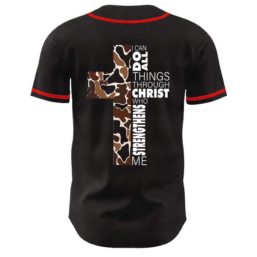 Christianartworkshop Maglia da baseball unisex con stampa leopardata e croce "Posso fare ogni cosa in Cristo" - image 7