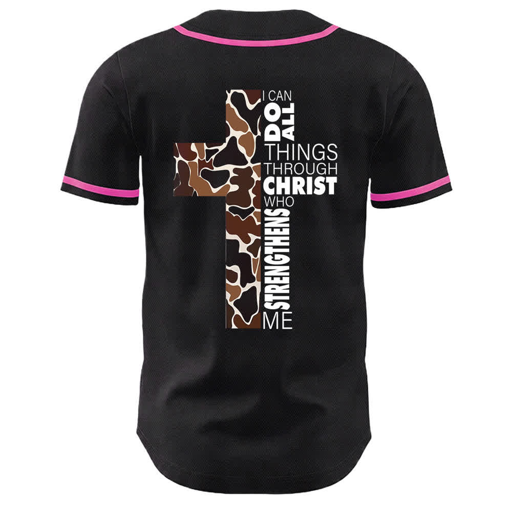 Christianartworkshop Maglia da baseball unisex con stampa leopardata e croce "Posso fare ogni cosa in Cristo" - image 22